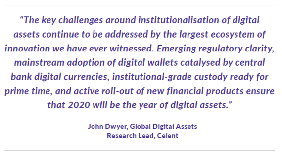 Digital Assets quote from John Dwyer, Global Digital Assets Research Lead, Celent